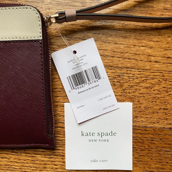 KATE SPADE Cameron Medium L-Zip Maroon Wallet - Picture 6 of 7